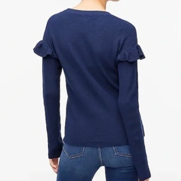 J Crew Factory Cotton Ruffle-sleeve Sweater - Picture 3 of 3
